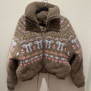 BLANKNYC Cropped Fair Isle Sweater Jacket – Size Large – New With Tags